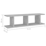 Wall Shelves 2 pcs Concrete Grey 75x18x20 cm Engineered Wood - Close-Up Angle