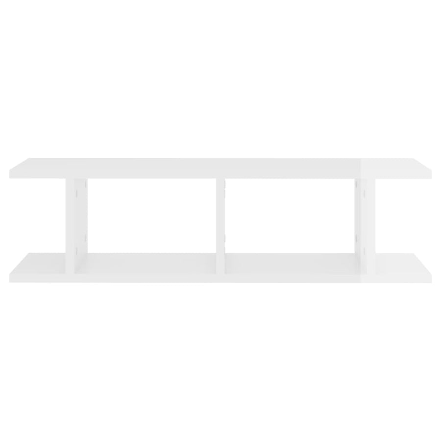 Wall Shelves 2 pcs High Gloss White 75x18x20 cm Engineered Wood