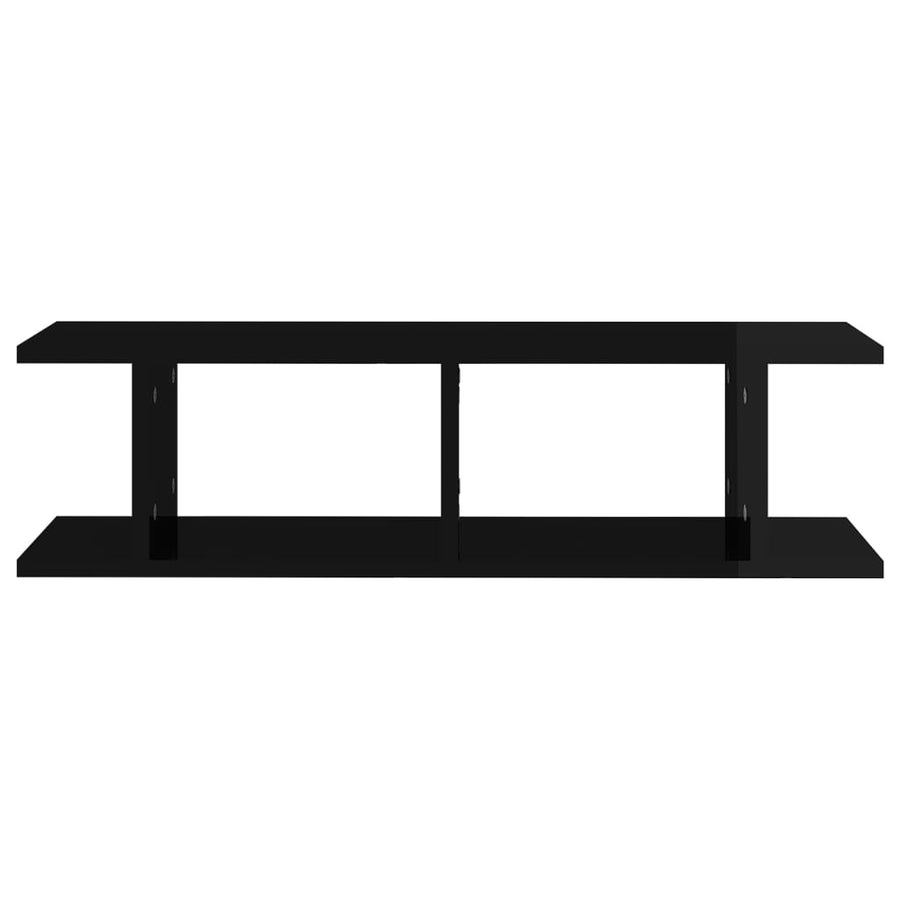 Wall Shelves 2 pcs High Gloss Black 75x18x20 cm Engineered Wood