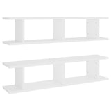 Wall Shelves 2 pcs White 90x18x20 cm Engineered Wood - Front View