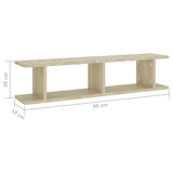 Wall Shelves 2 pcs Sonoma Oak 90x18x20 cm Engineered Wood - Close-Up Angle