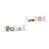 Wall Shelves 2 pcs High Gloss White 90x18x20 cm Engineered Wood