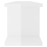 Wall Shelves 2 pcs High Gloss White 90x18x20 cm Engineered Wood - Rear View