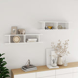 Wall Shelves 2 pcs High Gloss White 90x18x20 cm Engineered Wood