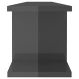 Wall Shelves 2 pcs High Gloss Grey 90x18x20 cm Engineered Wood - Rear View