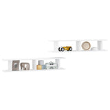 Wall Shelves 2 pcs White 105x18x20 cm Engineered Wood - Side View
