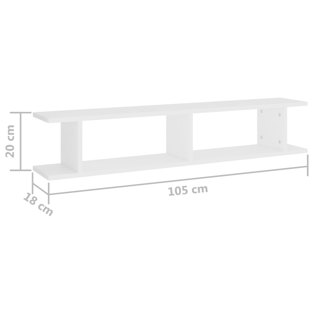 Wall Shelves 2 pcs White 105x18x20 cm Engineered Wood