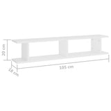 Wall Shelves 2 pcs White 105x18x20 cm Engineered Wood - Close-Up Angle