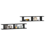 Wall Shelves 2 pcs Black 105x18x20 cm Engineered Wood
