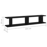 Wall Shelves 2 pcs Black 105x18x20 cm Engineered Wood - Close-Up Angle