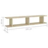 Wall Shelves 2 pcs Sonoma Oak 105x18x20 cm Engineered Wood - Close-Up Angle