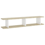Wall Shelves 2 pcs White and Sonoma Oak 105x18x20 cm Engineered Wood - Top-Down View