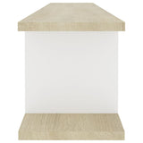 Wall Shelves 2 pcs White and Sonoma Oak 105x18x20 cm Engineered Wood - Rear View