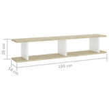 Wall Shelves 2 pcs White and Sonoma Oak 105x18x20 cm Engineered Wood