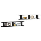 Wall Shelves 2 pcs High Gloss Black 105x18x20cm Engineered Wood - Side View
