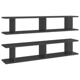 Wall Shelves 2 pcs High Gloss Grey 105x18x20cm Engineered Wood