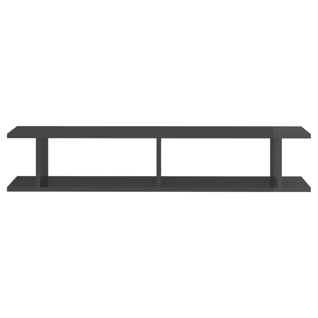 Wall Shelves 2 pcs High Gloss Grey 105x18x20cm Engineered Wood
