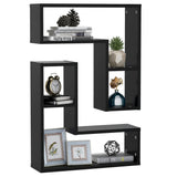 Wall Shelves 2 pcs Black 50x15x50 cm Engineered Wood - Side View