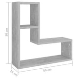 Wall Shelves 2 pcs Concrete Grey 50x15x50 cm Engineered Wood - Close-Up Angle
