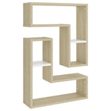 Wall Shelves 2 pcs White and Sonoma Oak 50x15x50 cm Engineered Wood - Front View