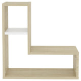 Wall Shelves 2 pcs White and Sonoma Oak 50x15x50 cm Engineered Wood - 45-Degree Angle