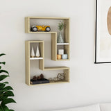 Wall Shelves 2 pcs White and Sonoma Oak 50x15x50 cm Engineered Wood