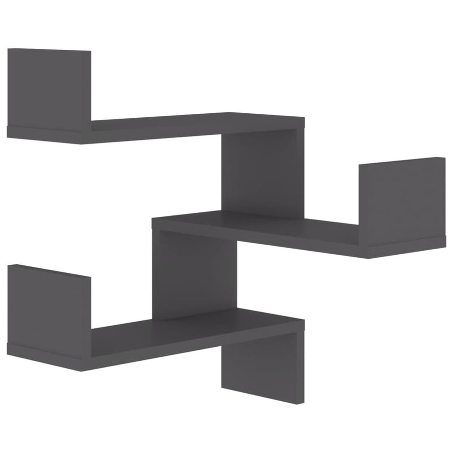 Wall Corner Shelves 2 pcs Grey 40x40x50 cm Engineered Wood
