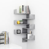 Wall Corner Shelves 2 pcs Concrete Grey 40x40x50 cm Engineered Wood - Side View