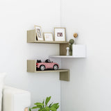 Wall Corner Shelf White and Sonoma Oak 40x40x50 cm Engineered Wood