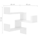 Wall Corner Shelf High Gloss White 40x40x50 cm Engineered Wood - Low Angle