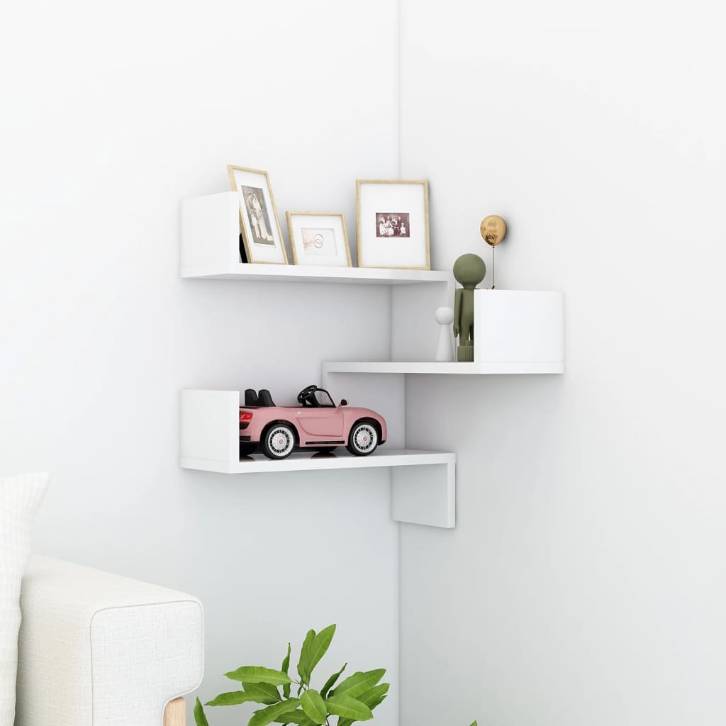 Wall Corner Shelf High Gloss White 40x40x50 cm Engineered Wood