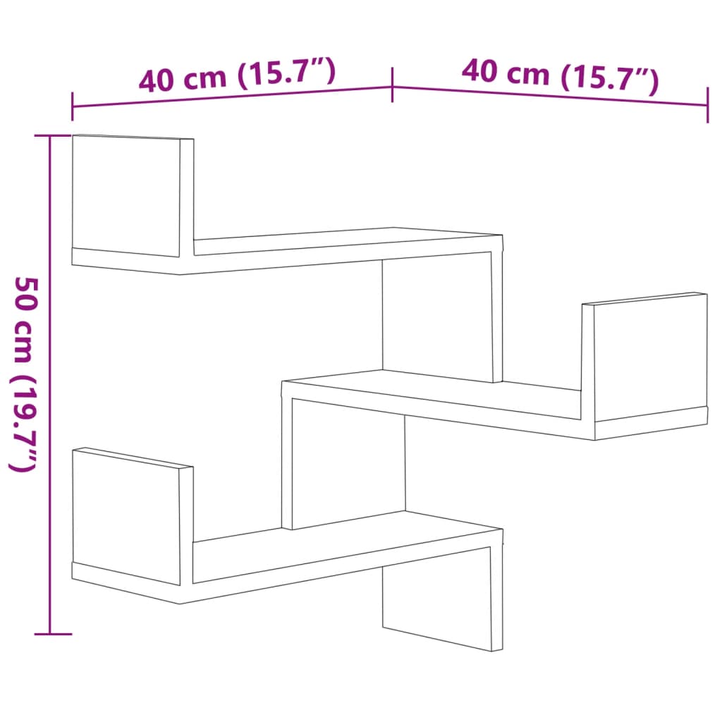 Wall Corner Shelves 2 pcs High Gloss White 40x40x50 cm Engineered Wood