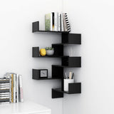 Wall Corner Shelves 2 pcs High Gloss Black 40x40x50 cm Engineered Wood - Side View