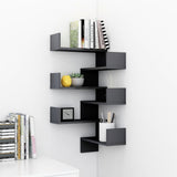 Wall Corner Shelves 2 pcs High Gloss Grey 40x40x50 cm Engineered Wood - Side View