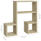 Wall Shelves 2 pcs Sonoma Oak 50x15x50 cm Engineered Wood - Low Angle
