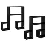 Wall Shelves 2 pcs High Gloss Black 50x15x50 cm Engineered Wood