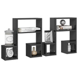 Wall Shelves 2 pcs High Gloss Grey 50x15x50 cm Engineered Wood - Side View