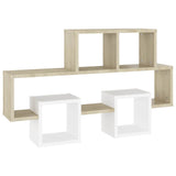 Car-shaped Wall Shelf White & Sonoma Oak 82x15x51 cm Engineered Wood - Front View