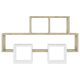 Car-shaped Wall Shelf White & Sonoma Oak 82x15x51 cm Engineered Wood - Side View