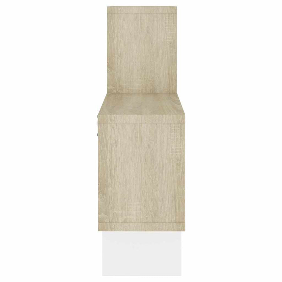 Car-shaped Wall Shelf White & Sonoma Oak 82x15x51 cm Engineered Wood