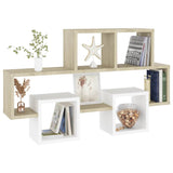 Car-shaped Wall Shelf White & Sonoma Oak 82x15x51 cm Engineered Wood - 45-Degree Angle
