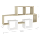 Car-shaped Wall Shelf White & Sonoma Oak 82x15x51 cm Engineered Wood - Rear View