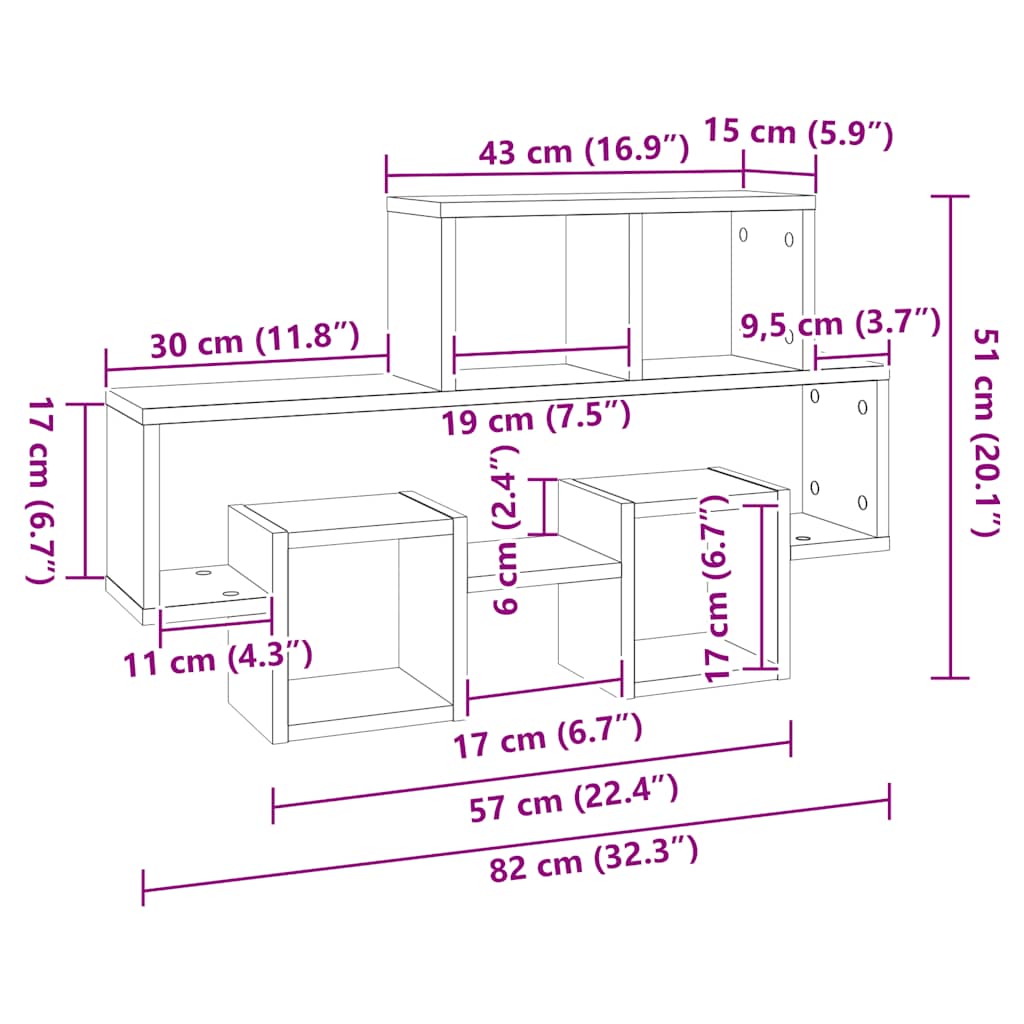 Car-shaped Wall Shelf White & Sonoma Oak 82x15x51 cm Engineered Wood