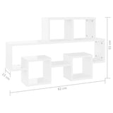 Car-shaped Wall Shelf High Gloss White 82x15x51 cm Engineered Wood - Rear View