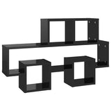 Car-shaped Wall Shelf High Gloss Black 82x15x51 cm Engineered Wood - Front View