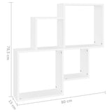 Wall Cube Shelf White 80x15x78.5 cm Engineered Wood - Rear View
