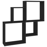 Wall Cube Shelf Black 80x15x78.5 cm Engineered Wood - Front View