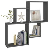 Wall Cube Shelf Grey 80x15x78.5 cm Engineered Wood - 45-Degree Angle