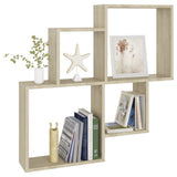 Wall Cube Shelf Sonoma Oak 80x15x78.5 cm Engineered Wood - 45-Degree Angle
