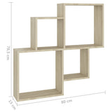 Wall Cube Shelf Sonoma Oak 80x15x78.5 cm Engineered Wood - Rear View